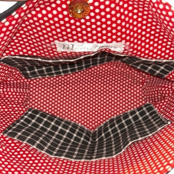 Black and White Fabric Shoulder Bag with Beads by Marty Bags - Picture 4 of 7